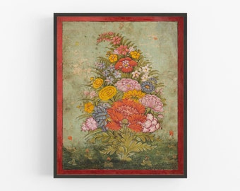 Flowers in the grass art print / botanical art / art / indian art / flower art / wall decor / flower art / asian art / rajasthan art / art