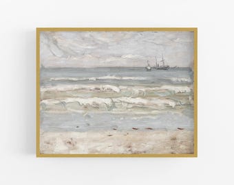Impression artistique de paysage marin de style côtier de scène de plage