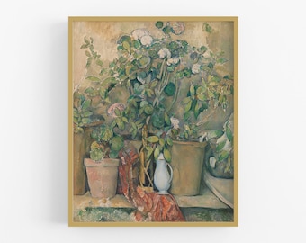 Terracotta Pots and Flowers Art Print / Vintage Art / Art Print / Vintage Flower Art / Flower Art / Wall Decor / Farmhouse Art / French Art