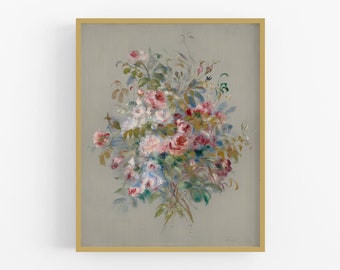 French flower bouquet painting art print / botanical art / french flower art / vintage botanical / flower painting / flower art / wall art