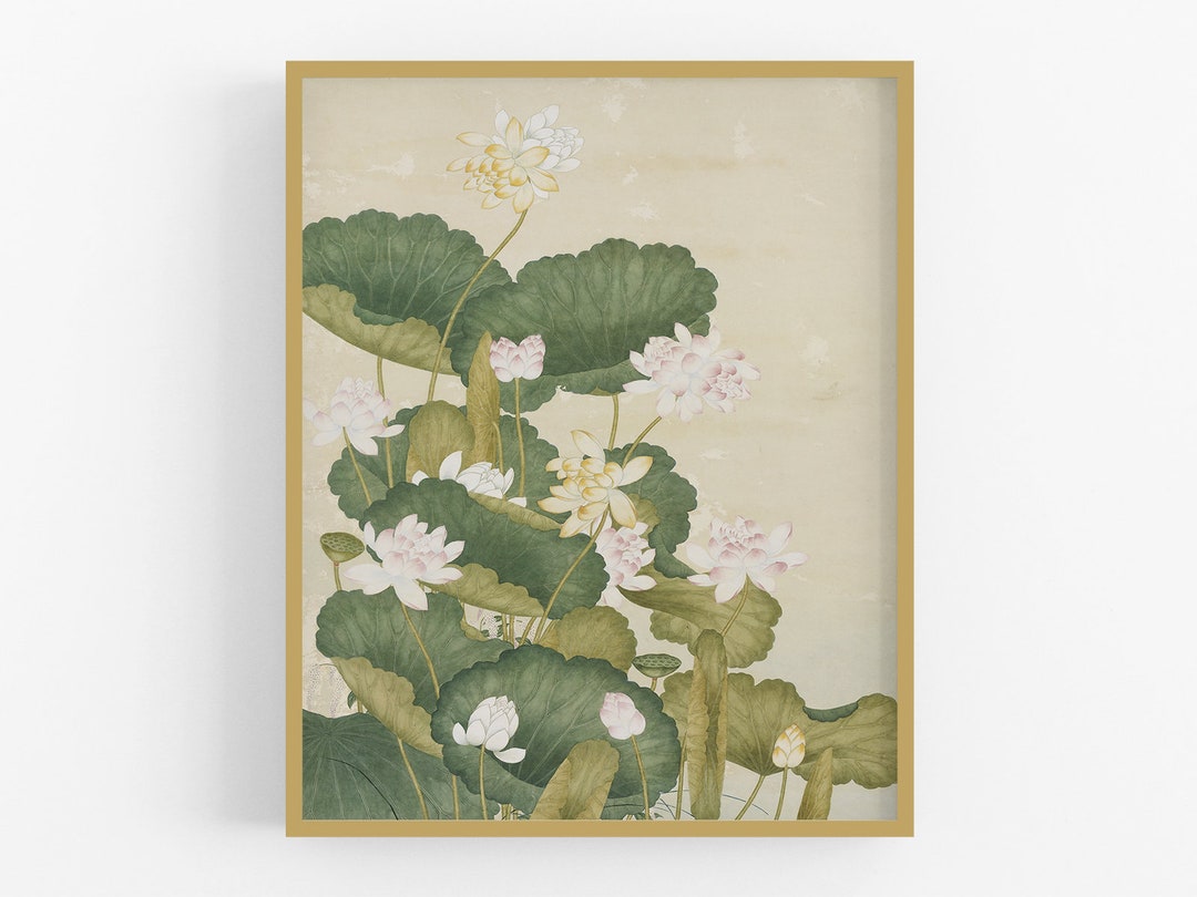 Pink Lotus Flower Chinoiserie Art Print - Etsy