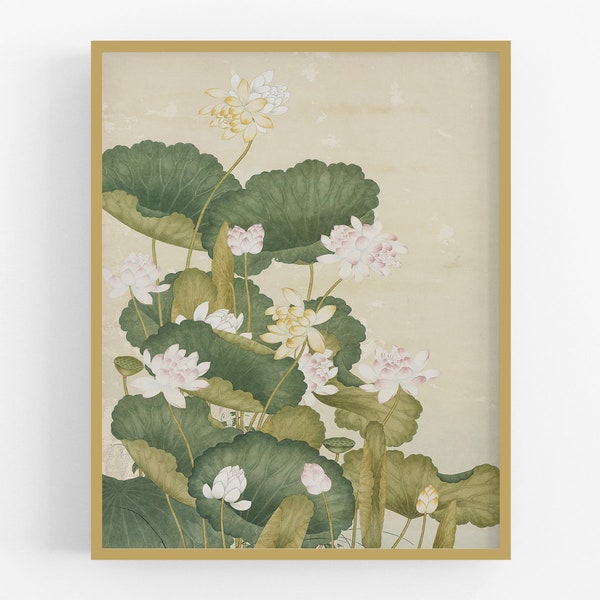 Pink Lotus Flower Chinoiserie Art Print
