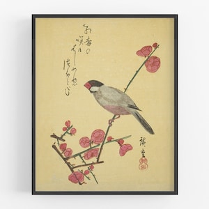 Japanese flowers botanical art /  art / botanical art / asian art / japanese art / flower art / bird art print / wall decor / art
