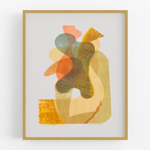Modern Abstract Screen Print in Yellow and Orange Art Print