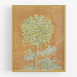 Chrysanthemum art print / flower art / vintage flower art / wall decor / vintage oil painting / flower painting / farmhouse decor / art