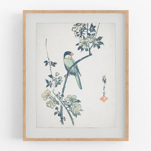 Japanese flowers botanical art /  art / botanical art / asian art / japanese art / flower art / bird art print / wall decor / art