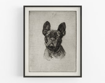 French Bulldog Art Print / Vintage Art / Vintage Dog Art / Dog Art / Bulldog Art Print / Farmhouse Decor / Dog Lover Art / Puppy Art / Art