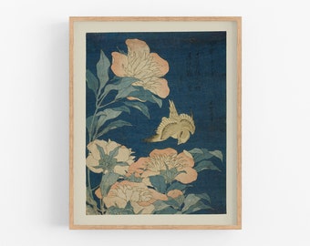 Japanese Flowers Botanical Art /  Art / Botanical Prints / Art Print / Japanese Art / Flower Art / Bird Art Print / Wall Decor / Art