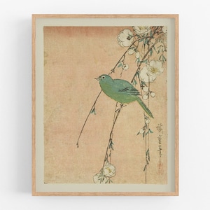 Japanese flowers botanical art /  art / botanical art / asian art / japanese art / flower art / bird art print / wall decor / art