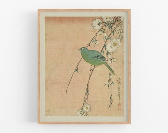 Japanese flowers botanical art / vintage art / botanical art / asian art / japanese art / flower art / bird art print / wall decor / art