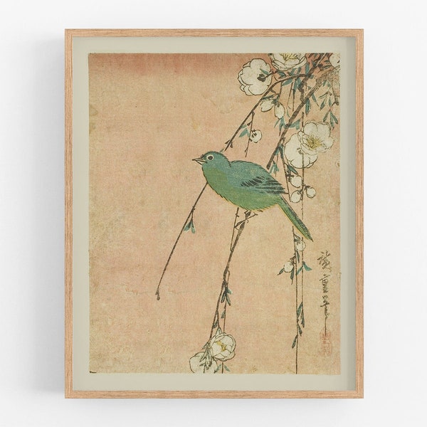 Japanese flowers botanical art /  art / botanical art / asian art / japanese art / flower art / bird art print / wall decor / art