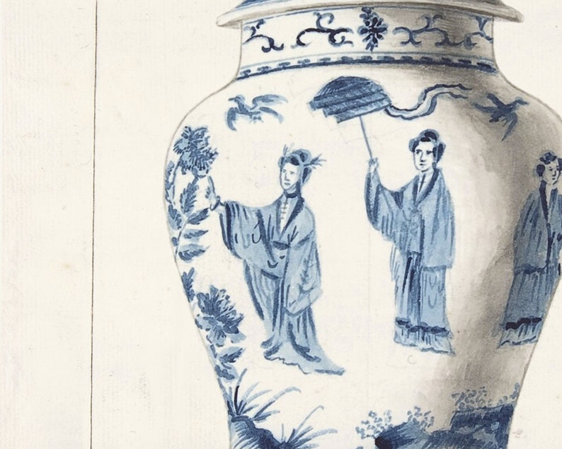 Blue French Chinoiserie Vase Ginger Jar Art Prints - Set of Two - Etsy