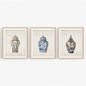 Set of Three French Chinoiserie Vase Art Prints /  Art / French Art / Wall Decor / Asian Art / Chinoiserie Art / Chinoiserie / Art