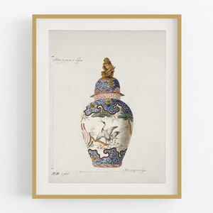 French Chinoiserie Vase Art Print / Vintage Art / French Art / Wall Decor / Asian Art / Chinoiserie Art / Chinoiserie / Ginger Jar Art / Art