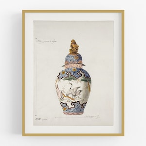 French Chinoiserie Vase Art Print / Vintage Art / French Art / Wall Decor / Asian Art / Chinoiserie Art / Chinoiserie / Ginger Jar Art / Art