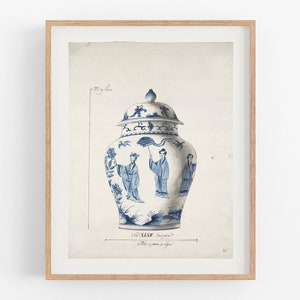 French Chinoiserie Vase Ginger Jar with Geisha Art Print