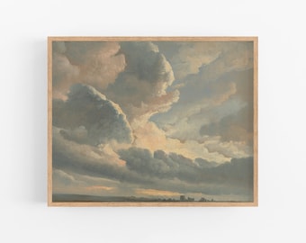 Wolkenstudie Aquarell, Strand Dekor Kunstdruck