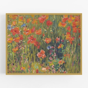 Poppies art print / vintage flower art / botanical art / poppy art / flower art / wall decor / farmhouse decor / flower painting / art