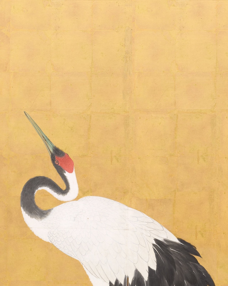 Japanese crane art print / vintage art / asian bird art / asian art / japanese crane art / chinoiserie / bird art / wall decor / art image 2