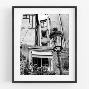 Paris France Street Scene, Travel Gallery Wall B&W Photo Print