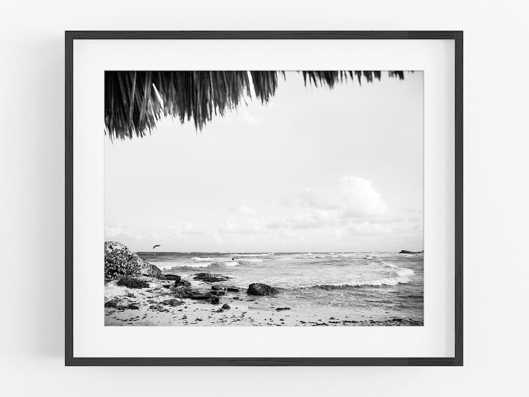Tulum Mexico Beach Photo / Beach Photos / Black and White - Etsy
