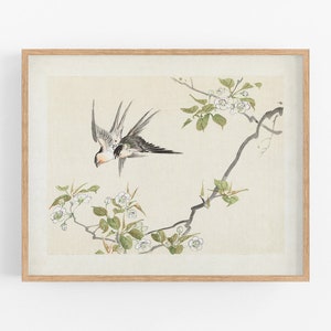 Japanese flowers botanical art /  art / botanical prints / art print / japanese art / flower art / bird art print / wall decor / art
