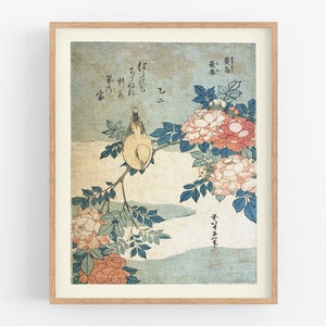 Japanese flowers botanical art / vintage art / botanical prints / art print / japanese art / flower art / bird art print / wall decor / art