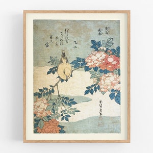 Arte botánico de flores japonesas / arte / impresiones botánicas / impresión artística / arte japonés / arte floral / impresión artística de aves / decoración de pared / arte