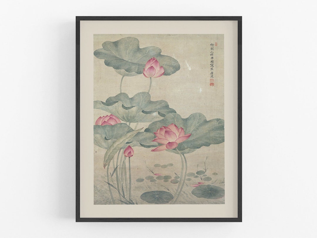 Pink Lotus Flower Botanical Art Print - Etsy