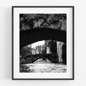 Bruges Belgium Europe, Bridge B&W Gallery Travel Photo Print
