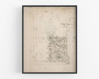 Impresión artística arquitectónica con plano de techo francés