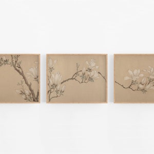 Magnolia Triptych Art Prints / Chinese Art / Flower Art / Asian Art / Chinoiserie Art / Magnolia Art / Farmhouse Decor / Chinoiserie / Art