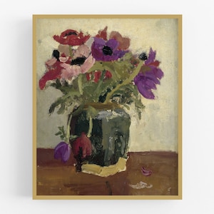 Ginger Jar with Anemones Flowers Art Print