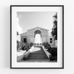 Seaside Florida Beach Pavilion, Travel Photography Gallery Wall B&W Photo Print: Tupelo Pavilion, Seaside, Santa Rosa Beach