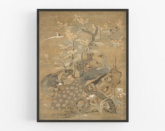 Chinoiserie pauwen kunstafdruk