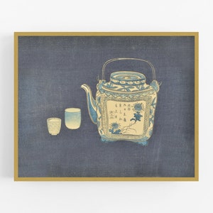 Japanese Teapot Art Print / Teapot Art / Vintage Art / Japanese Art / Asian Art / Blue Teapot Art / Asian Tea Art / Kitchen Art / Wall Decor