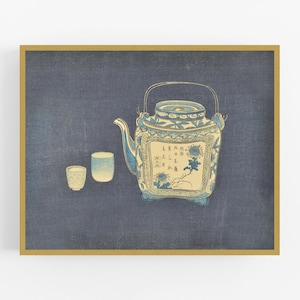 Japanese Teapot Art Print / Teapot Art /  Art / Japanese Art / Asian Art / Blue Teapot Art / Asian Tea Art / Kitchen Art / Wall Decor