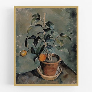 Orange Plant Art Print / Vintage Art / Oranges Painting / European Art / Farmhouse Art / Kitchen Art / Plant Art / Orange Tree Art