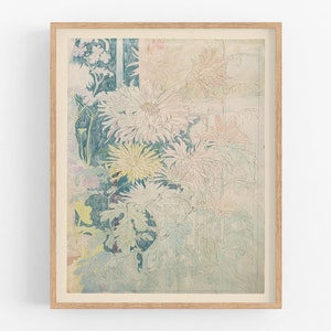 Chrysanthemum flowers botanical art / vintage art / botanical art / flower print / chrysanthemum art / flower art / wall decor / chinoiserie
