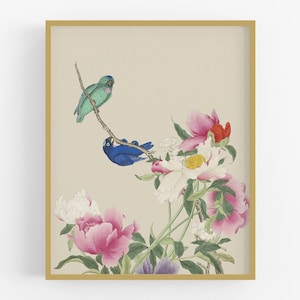 Chinese flowers and birds #5 / vintage art / botanical art / nursery art / chinese art / flower art / bird art / asian art / chinoiserie