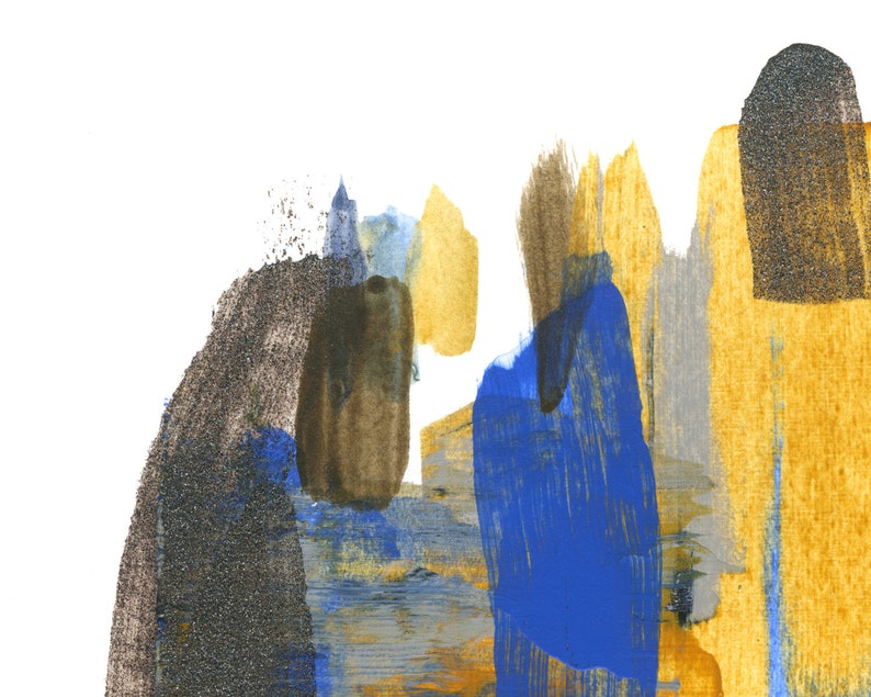 Blue /& Mustard Abstract Watercolor Art Print No 3 Abstract Art Wall Decor Modern Art Abstract Watercolor Watercolor Painting