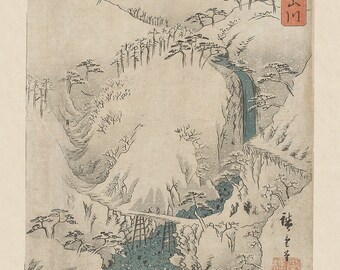 Triptych Set of Three Japanese Mountain Art Prints / Art