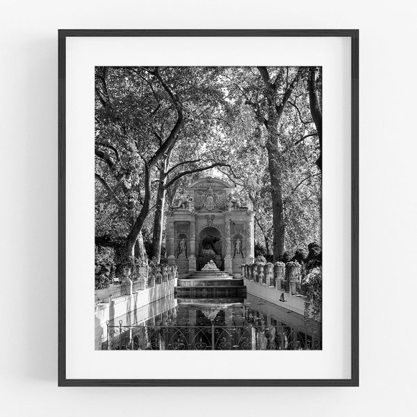 Medici Fountain at the Luxembourg Gardens Paris Photo Print / B&W Photography / Travel Photo / Paris Photo / Gallery Photo / Paris Art