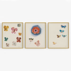 Watercolor Butterfly and Flower Art Prints - Set of Three / Butterfly Painting /  Butterfly Art / Nursery Art / Watercolor Butterfly