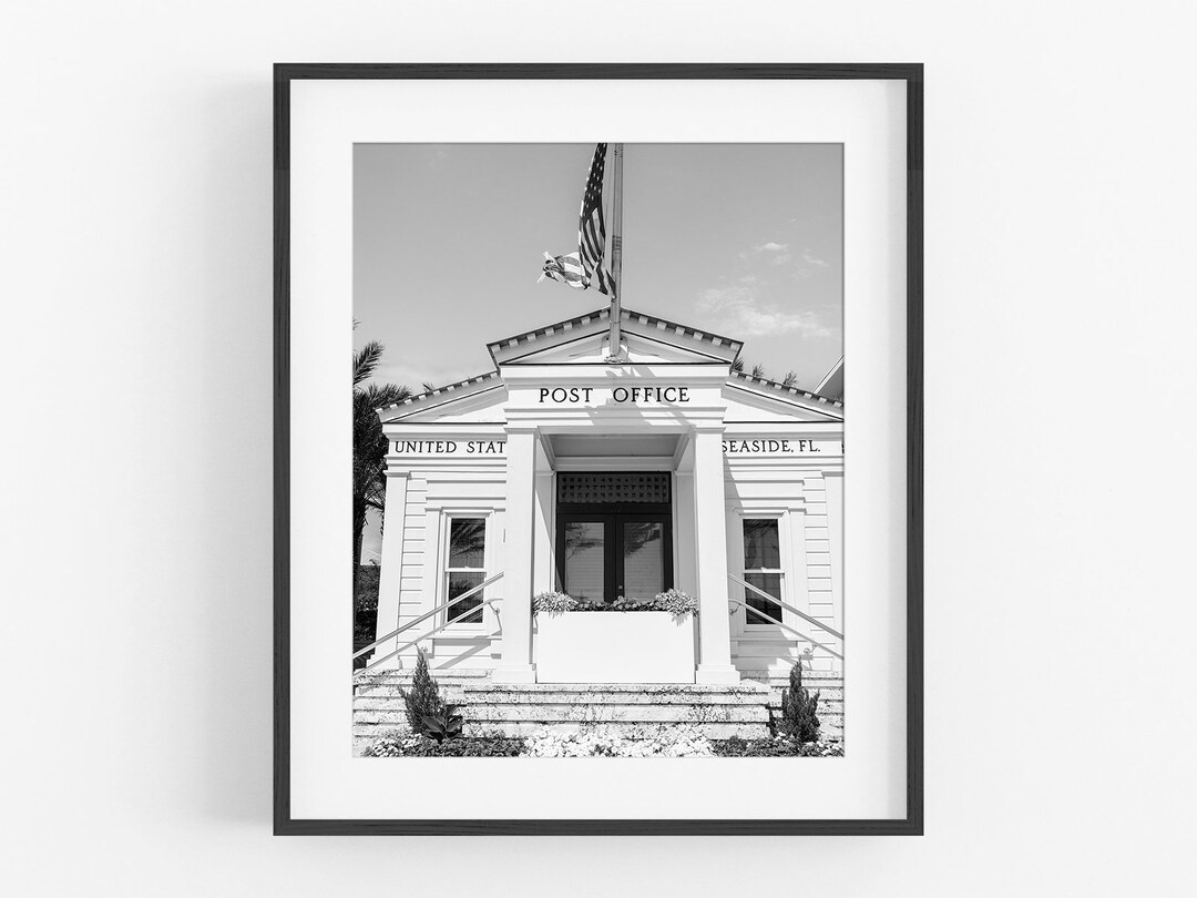 Seaside Florida Post Office Photo / Seaside Photo / B&W Etsy