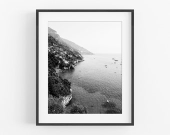 Positano Italy Scenic Photo Print / Black and White Photography / Travel Photography / Travel Art / Wall Decor / Europe Art / Gallery Photo