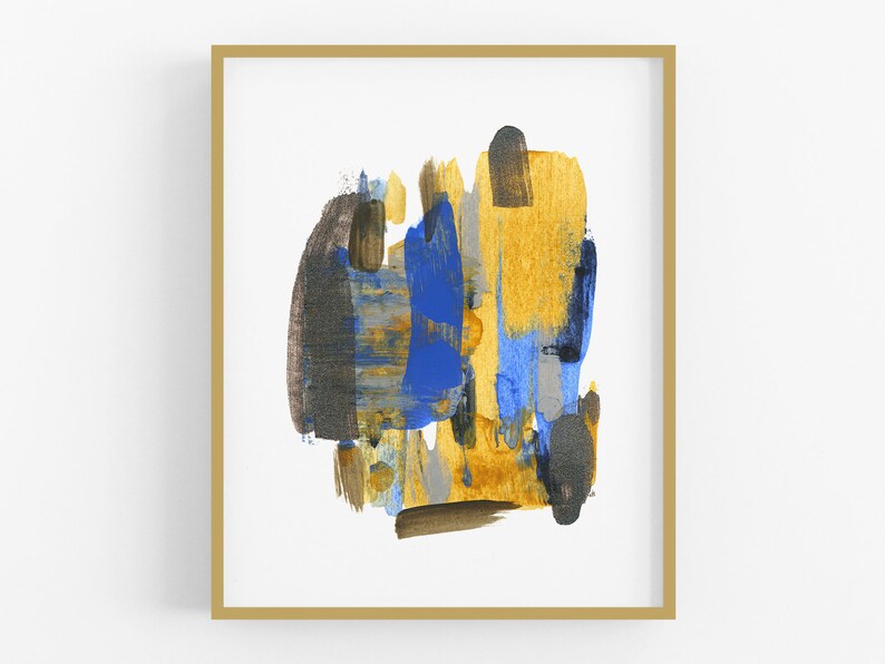 Blue /& Mustard Abstract Watercolor Art Print No 3 Abstract Art Wall Decor Modern Art Abstract Watercolor Watercolor Painting