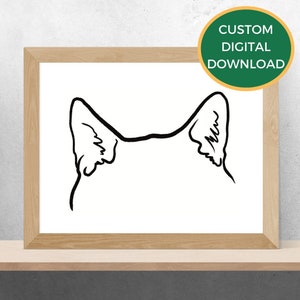 CUSTOM Cat Ear Outline Illustration - Printable Digital Download Art, Perfect for a Personalised Gift, Tattoo or Wall Art