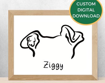 CUSTOM Dog Ear Outline Illustration - Printable Digital Download Art, Perfect for a Personalised Gift, Tattoo or Wall Art