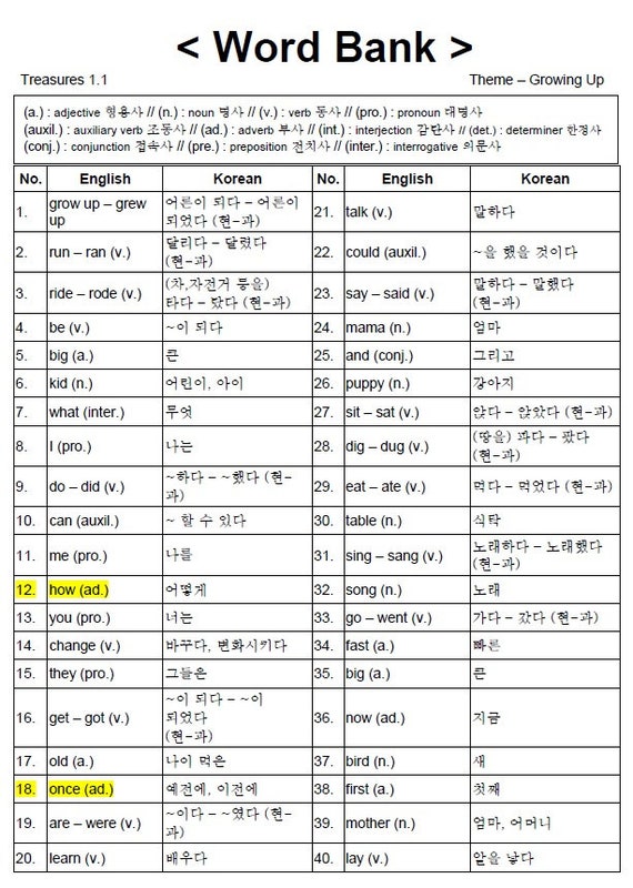 Korean words translated to english discount